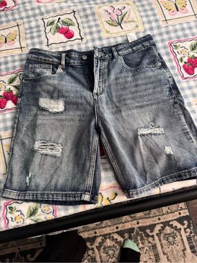 NFINITY Distressed Light Blue Men's Denim Shorts